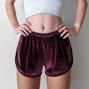 <brandy melville red velvet shorts>